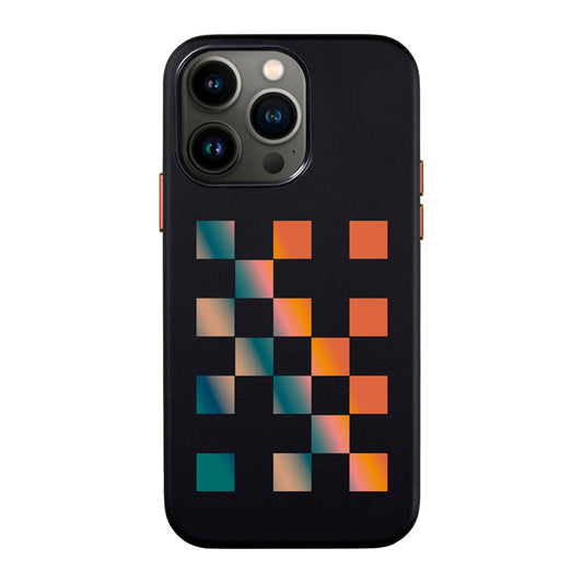 GRADIENT CHECKMATE-iPhone 13 Pro Max Leather Kılıf