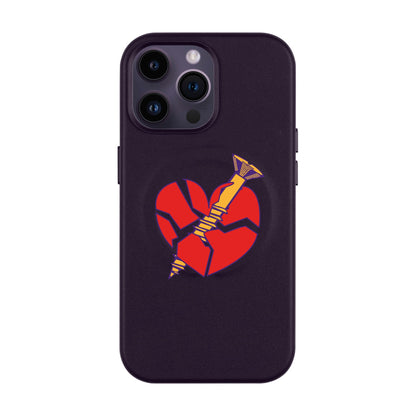 BROKEN HEART-iPhone 14 Pro Max Leather Kılıf MagSafe Özellikli