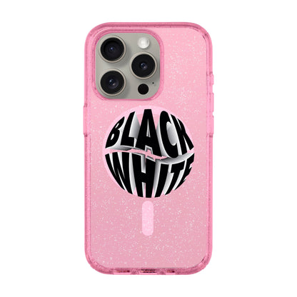 BLACK WHITE-iPhone 15 Pro Shiny Kılıf MagSafe Özellikli