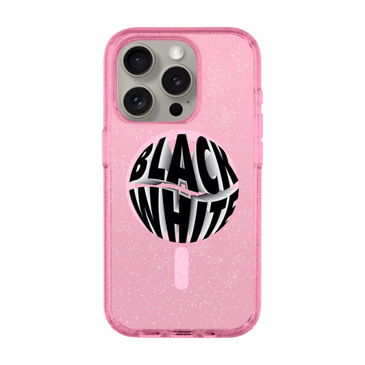 BLACK WHITE-iPhone 15 Pro Shiny Kılıf MagSafe Özellikli
