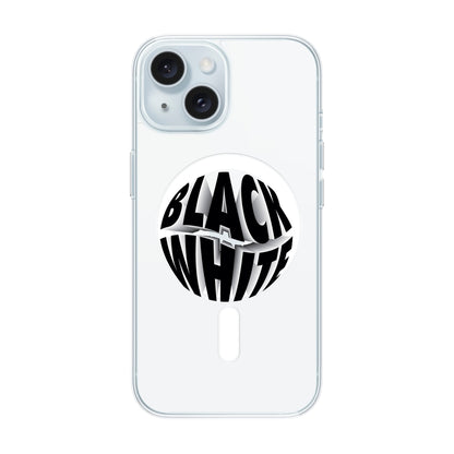 BLACK WHITE-Solid Kılıf MagSafe Özellikli - iPhone 15