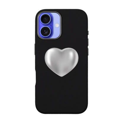 SILVER HEART-iPhone 16 Plus Leather Premium Kılıf MagSafe Özellikli