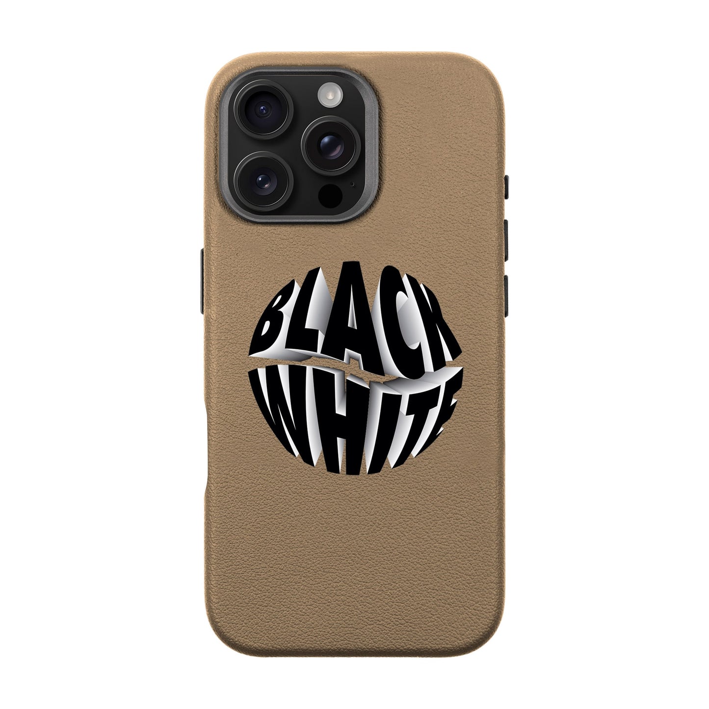 BLACK WHITE-iPhone 16 Pro Max Leather Premium Kılıf MagSafe Özellikli