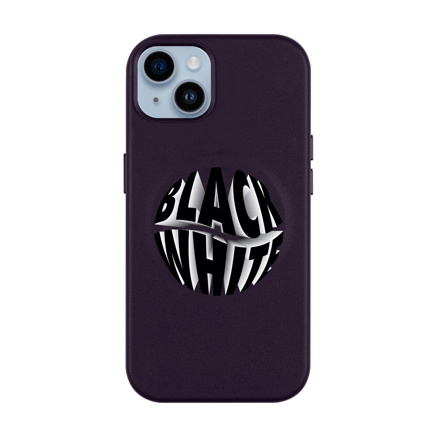 BLACK WHITE-iPhone 14 Plus Leather Kılıf MagSafe Özellikli
