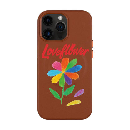 LOVE FLOWER-iPhone 14 Pro Max Leather Kılıf MagSafe Özellikli