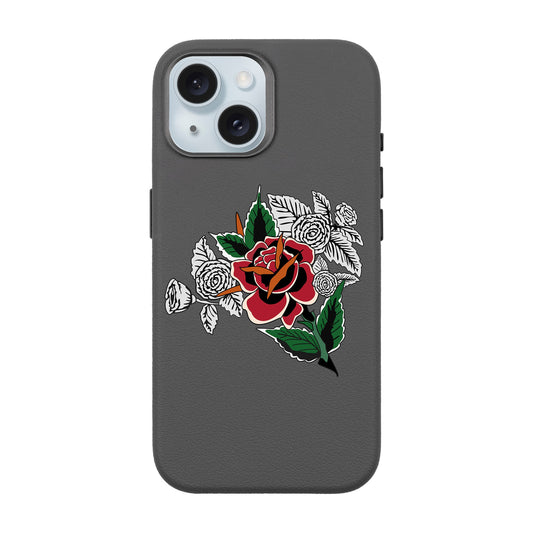 DRY ROSE-iPhone 15 Leather Premium Kılıf MagSafe Özellikli