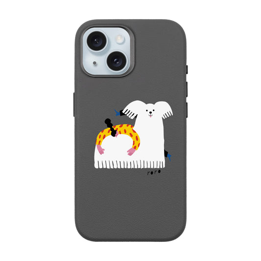 FANCY DOG-iPhone 15 Leather Premium Kılıf MagSafe Özellikli
