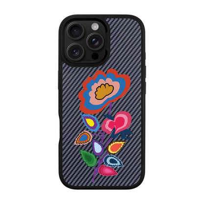 KNITTED FLOWER-iPhone 16 Pro Max Plaid Kılıf MagSafe Özellikli