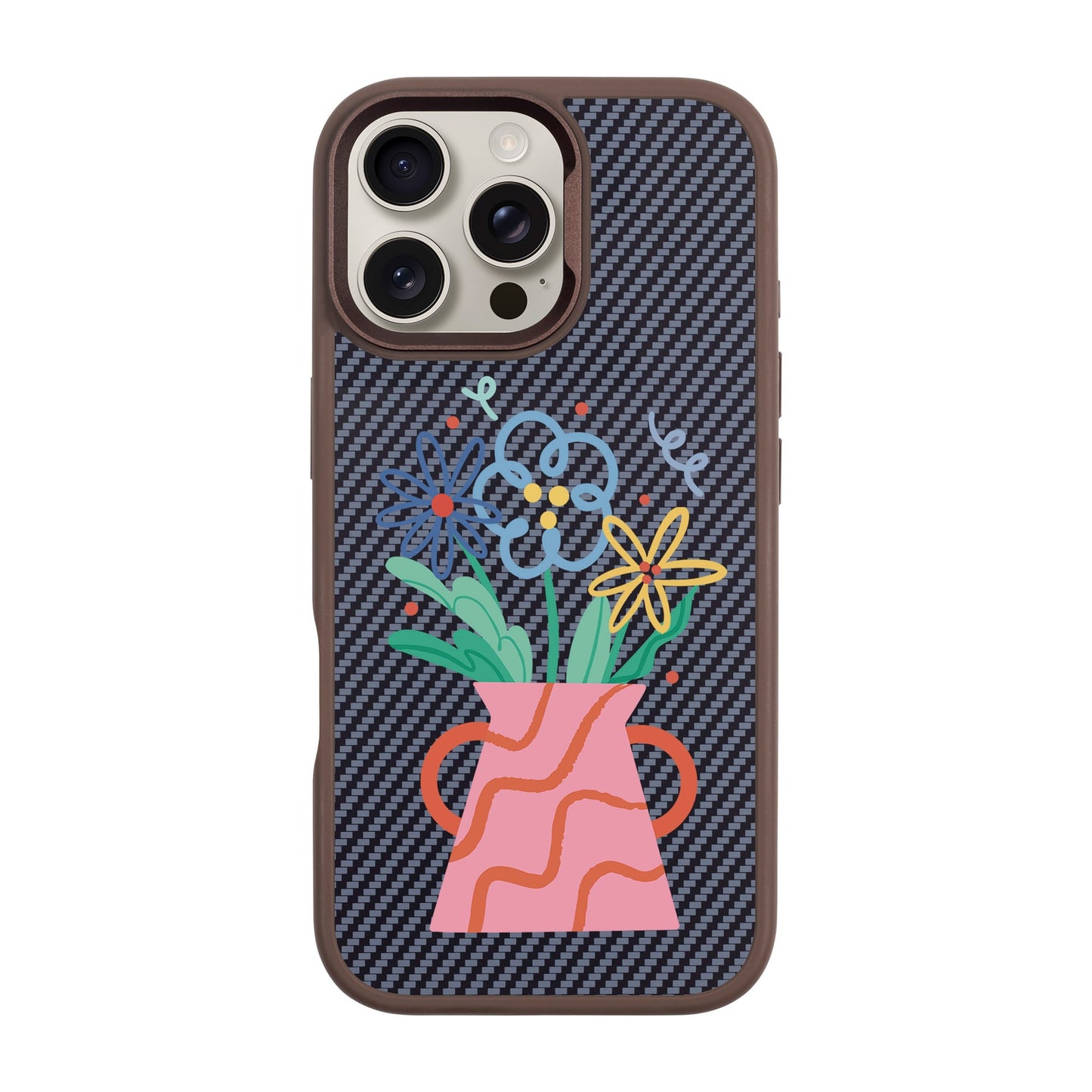 PINK VASE-iPhone 16 Pro Max Plaid Kılıf MagSafe Özellikli