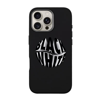 BLACK WHITE-iPhone 16 Pro Max Leather Premium Kılıf MagSafe Özellikli