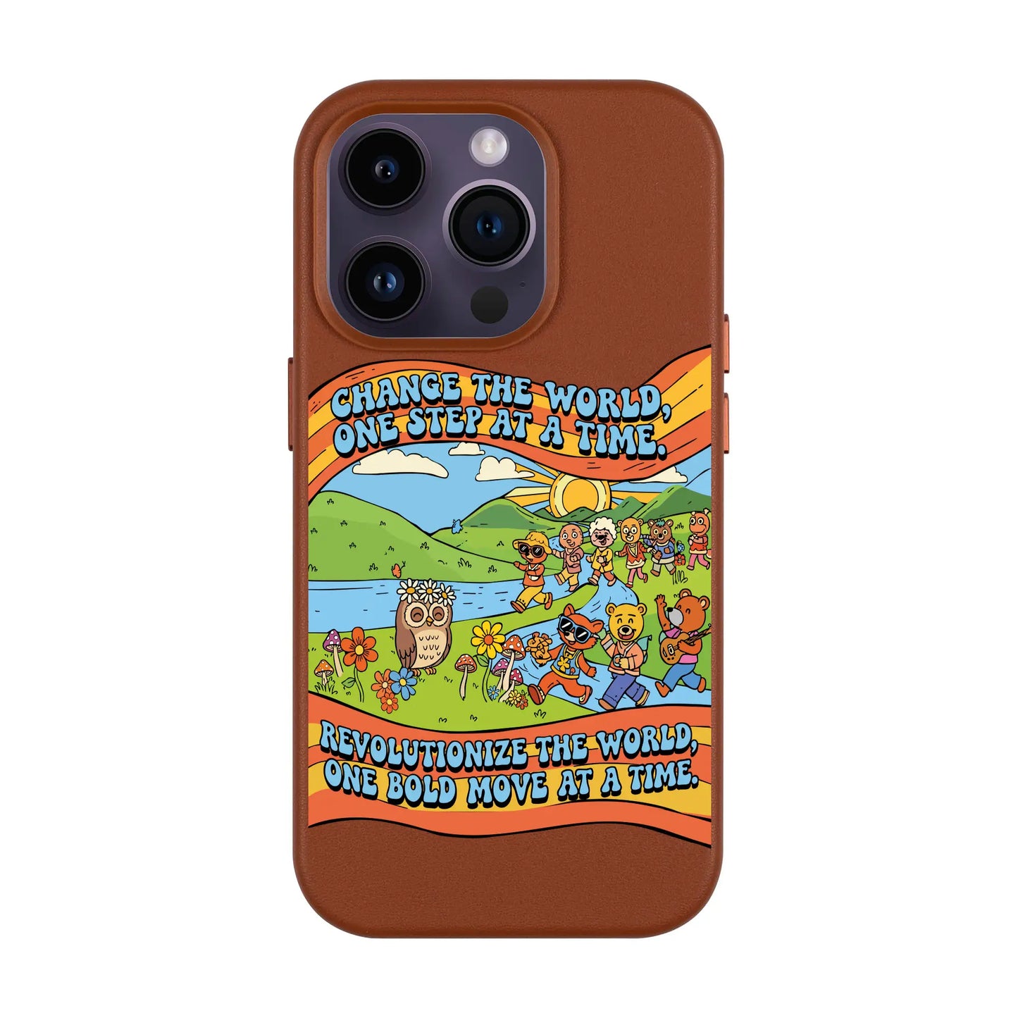 CHANGE THE WORLD-iPhone 14 Pro Leather Kılıf MagSafe Özellikli