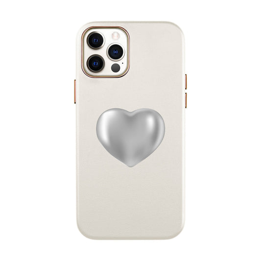 SILVER HEART-iPhone 12 Pro Max Leather Kılıf