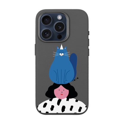 NAUGHTY CAT-iPhone 15 Pro Leather Premium Kılıf MagSafe Özellikli