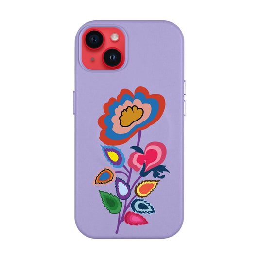 KNITTED FLOWER-iPhone 14 Plus Leather Kılıf MagSafe Özellikli