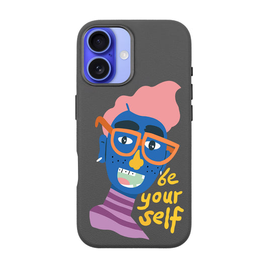 BE YOURSELF-iPhone 16 Plus Leather Premium Kılıf MagSafe Özellikli
