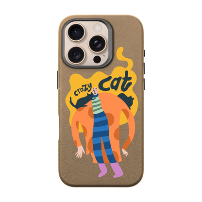 CRAZY CAT-iPhone 16 Pro Leather Premium Kılıf MagSafe Özellikli