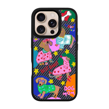 DOG MOM-iPhone 16 Pro Plaid Kılıf MagSafe Özellikli