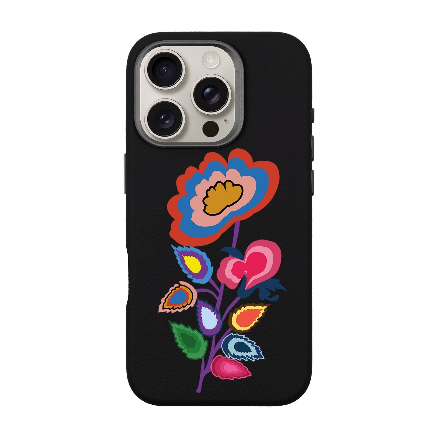 KNITTED FLOWER-iPhone 16 Pro Leather Premium Kılıf MagSafe Özellikli