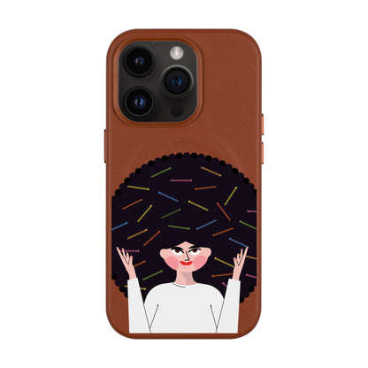 TANGLES OF HAPPINESS-Leather Kılıf MagSafe Özellikli - iPhone 14 Pro