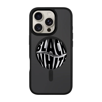 BLACK WHITE-iPhone 16 Pro Rise Kılıf MagSafe Özellikli