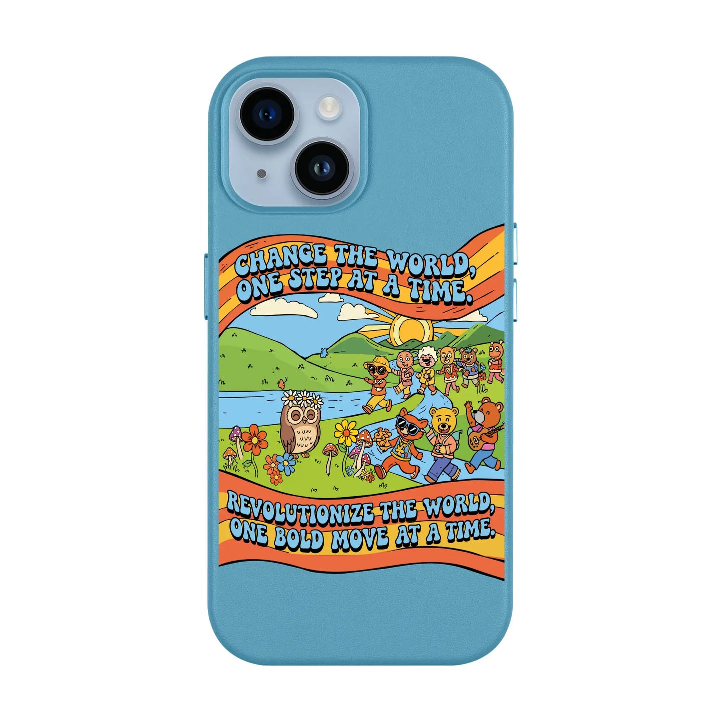 CHANGE THE WORLD-iPhone 14 Leather Kılıf MagSafe Özellikli