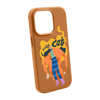 CRAZY CAT-Leather Kılıf MagSafe Özellikli - iPhone 13