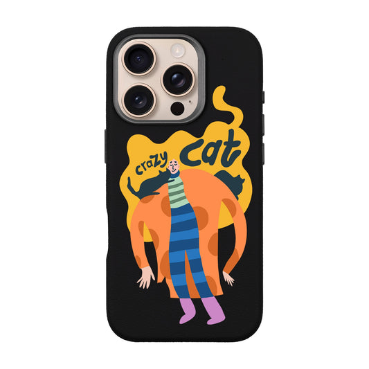 CRAZY CAT-iPhone 16 Pro Leather Premium Kılıf MagSafe Özellikli