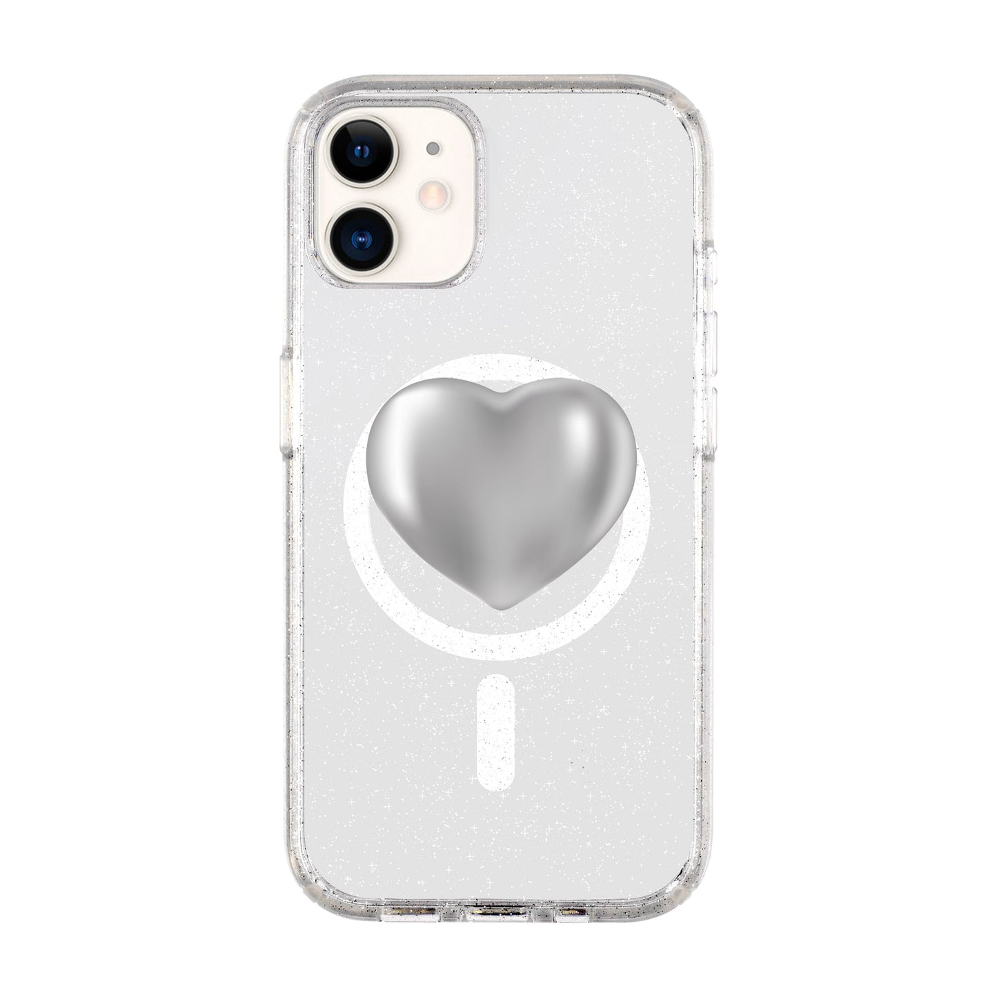 SILVER HEART-Shiny Kılıf MagSafe Özellikli - iPhone 11