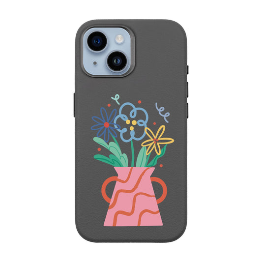 PINK VASE-iPhone 13 Leather Premium Kılıf MagSafe Özellikli