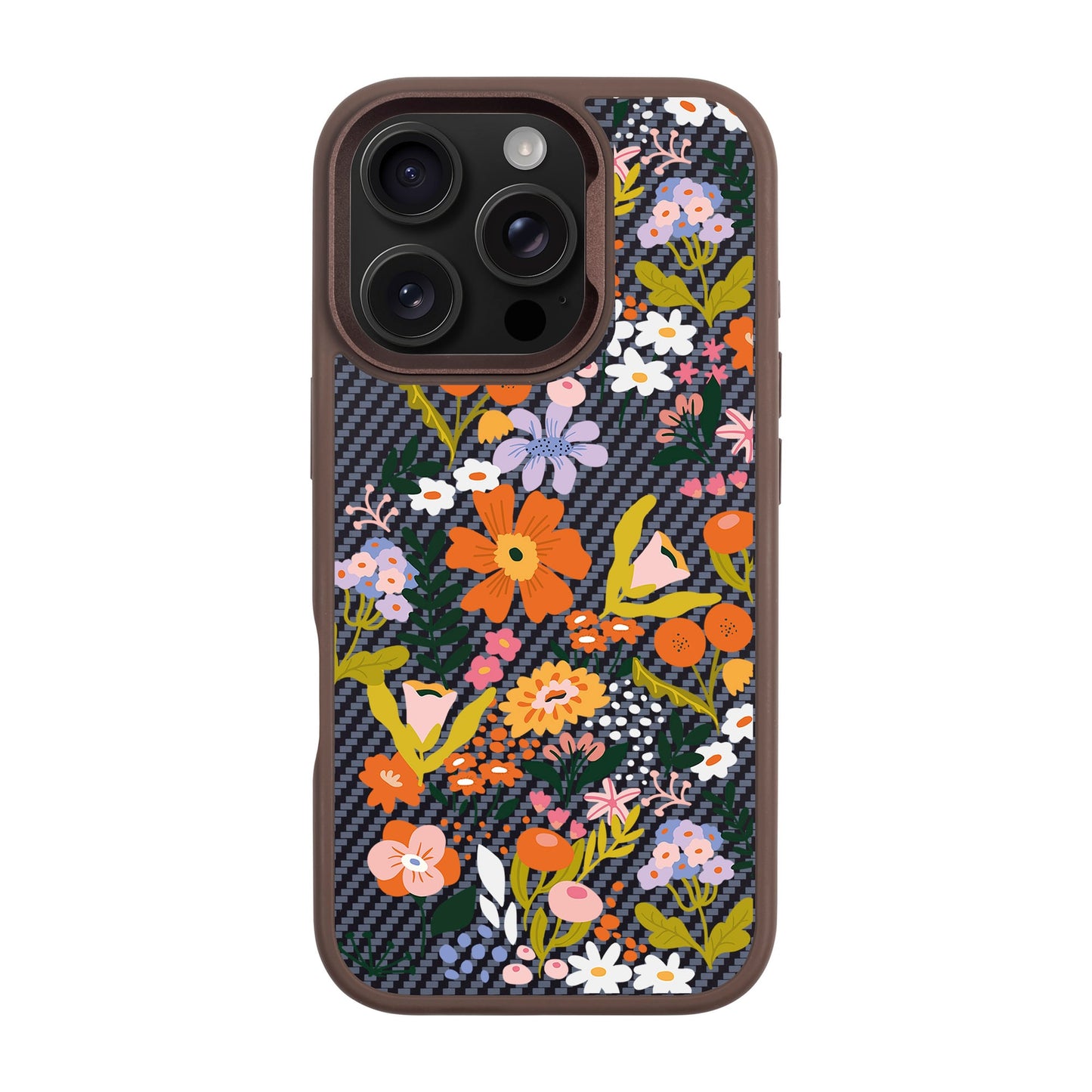 FLOWER-iPhone 16 Pro Plaid Kılıf MagSafe Özellikli