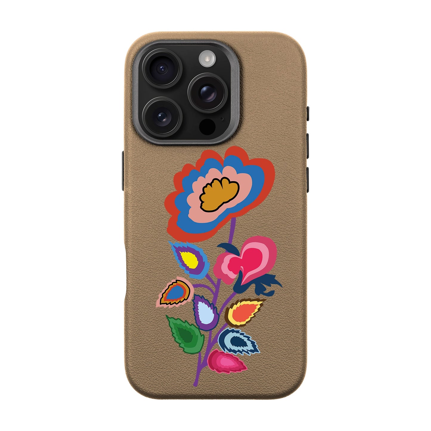 KNITTED FLOWER-iPhone 16 Pro Leather Premium Kılıf MagSafe Özellikli
