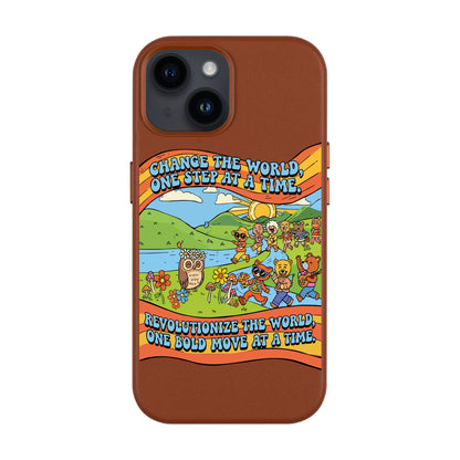 CHANGE THE WORLD-iPhone 13 Leather Kılıf MagSafe Özellikli