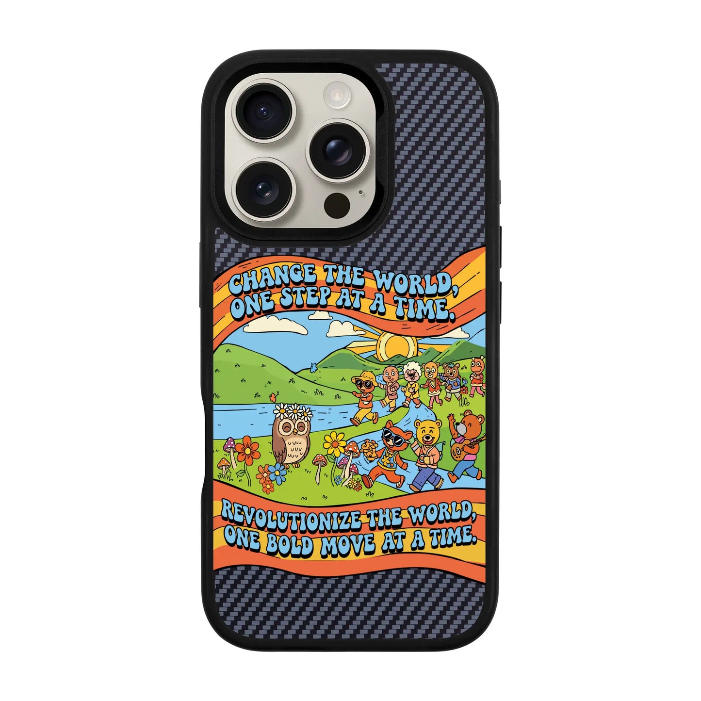 CHANGE THE WORLD-iPhone 16 Pro Plaid Kılıf MagSafe Özellikli