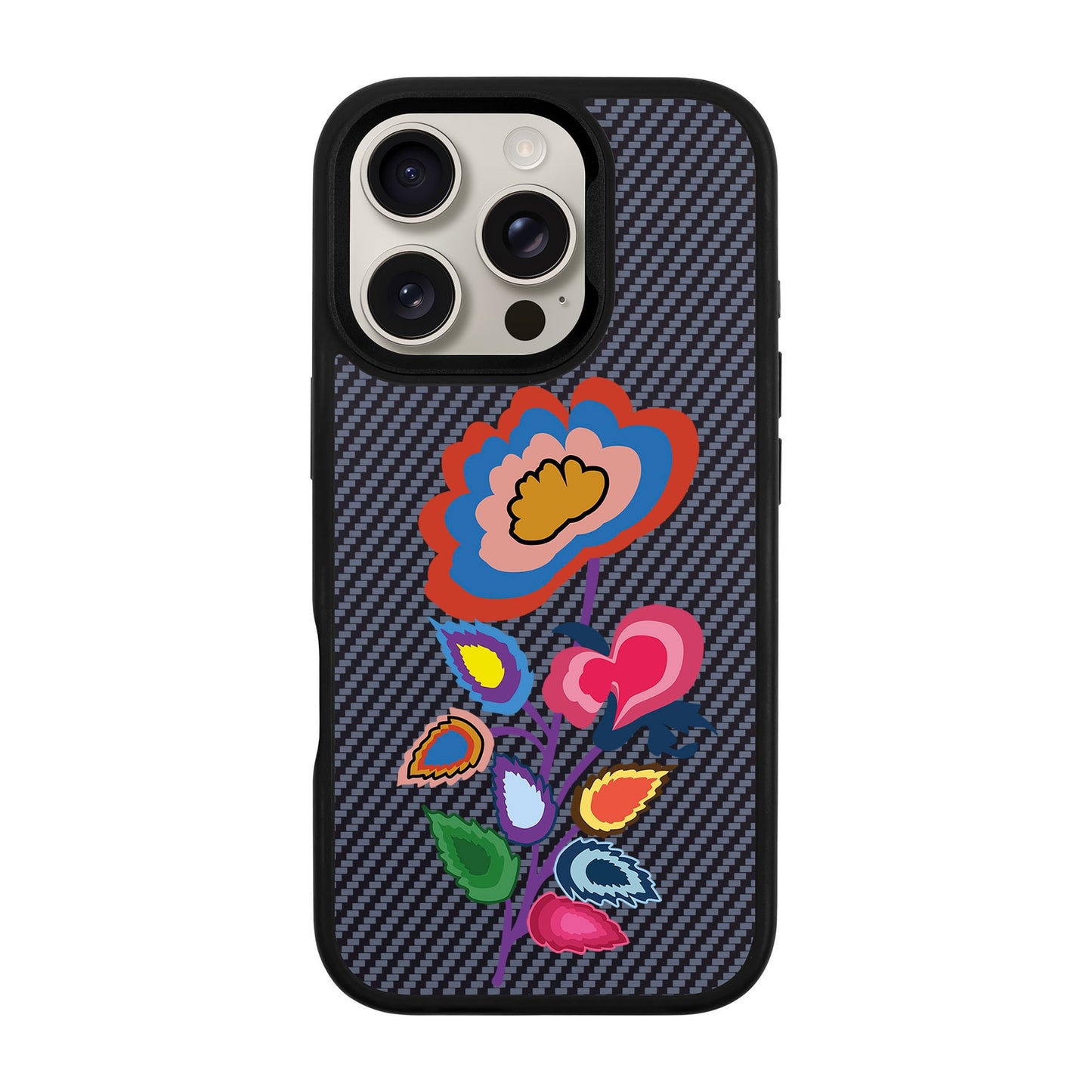 KNITTED FLOWER-iPhone 16 Pro Plaid Kılıf MagSafe Özellikli
