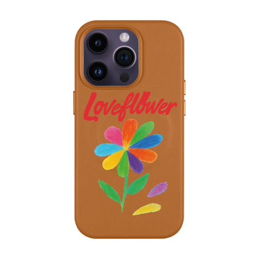 LOVE FLOWER-iPhone 14 Pro Leather Kılıf MagSafe Özellikli