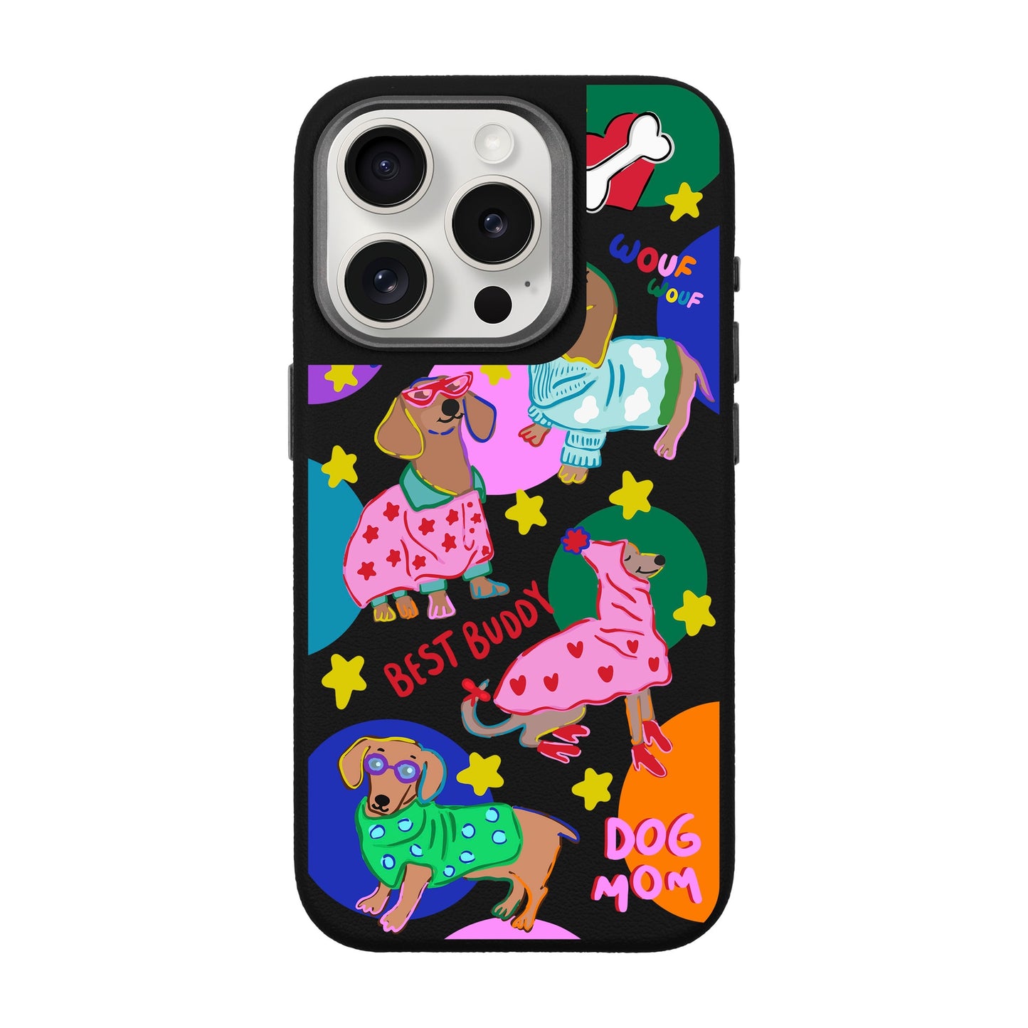 DOG MOM-iPhone 15 Pro Leather Premium Kılıf MagSafe Özellikli