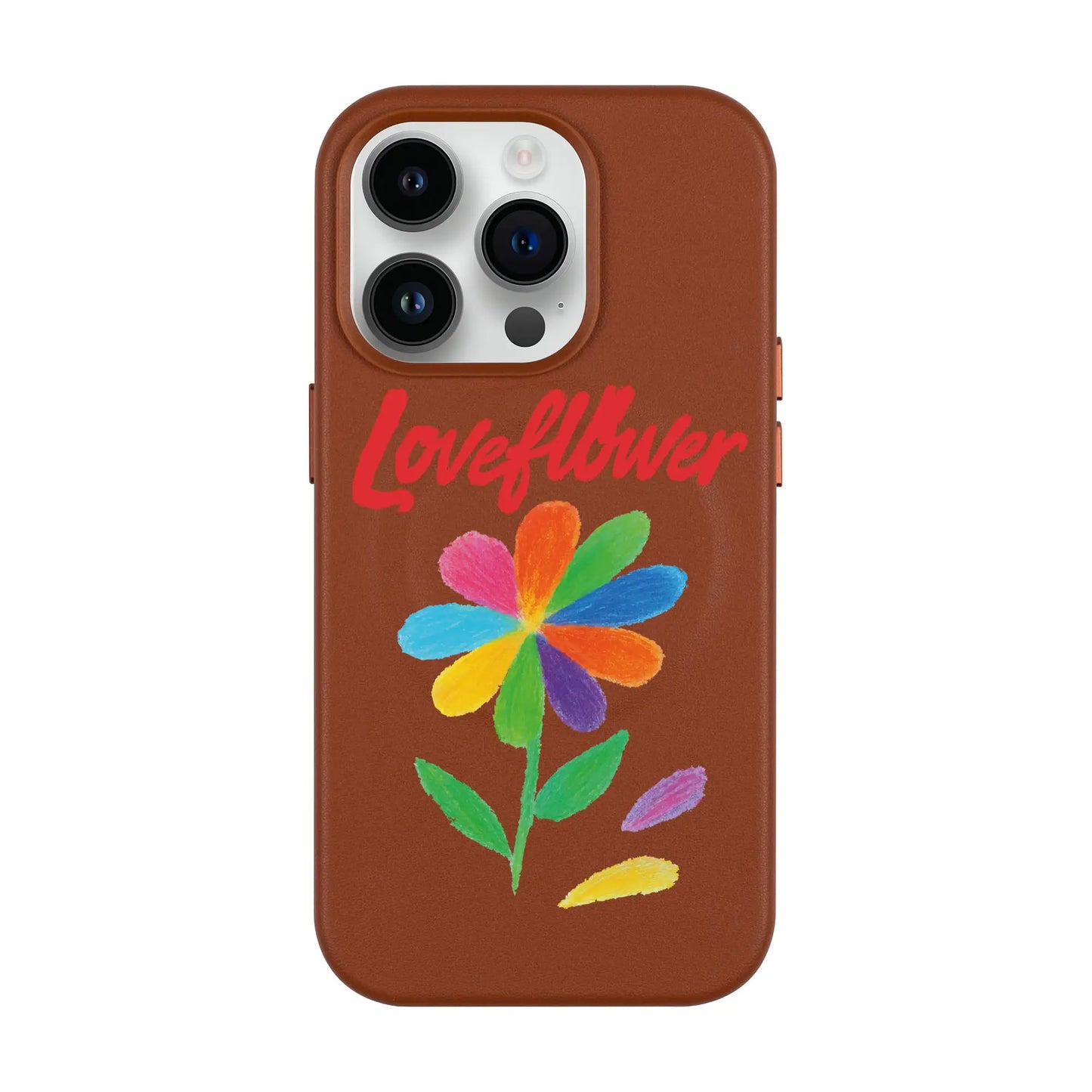 LOVE FLOWER-iPhone 14 Pro Leather Kılıf MagSafe Özellikli