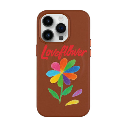 LOVE FLOWER-iPhone 14 Pro Leather Kılıf MagSafe Özellikli