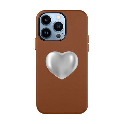 SILVER HEART-iPhone 13 Pro Leather Kılıf