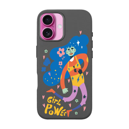 GIRL POWER-iPhone 16 Plus Leather Premium Kılıf MagSafe Özellikli