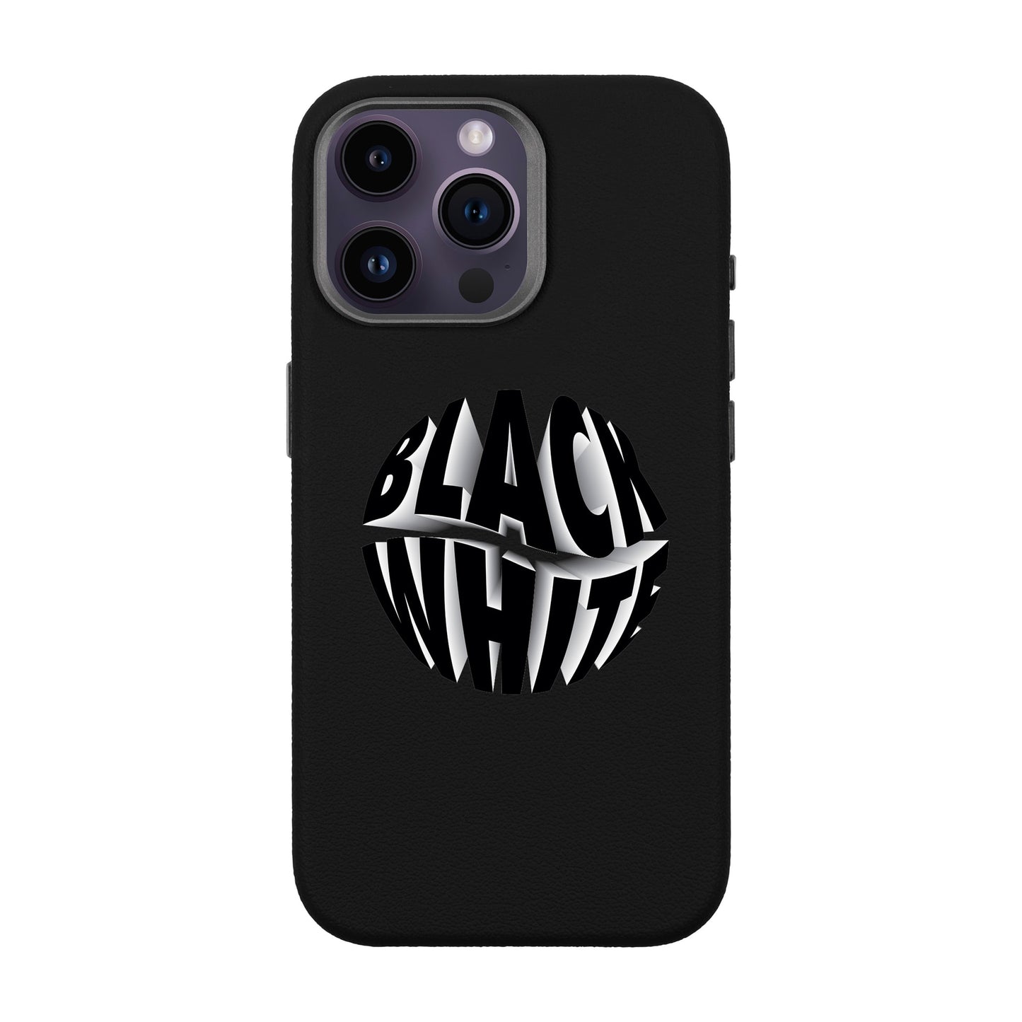 BLACK WHITE-iPhone 14 Pro Max Leather Premium Kılıf MagSafe Özellikli