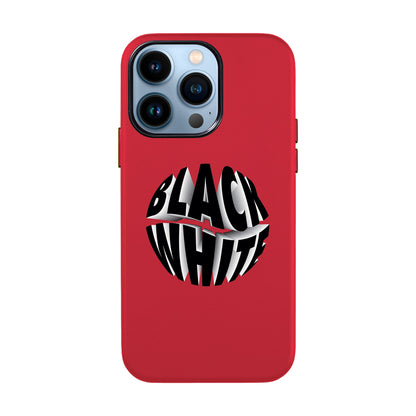 BLACK WHITE-iPhone 13 Pro Leather Kılıf