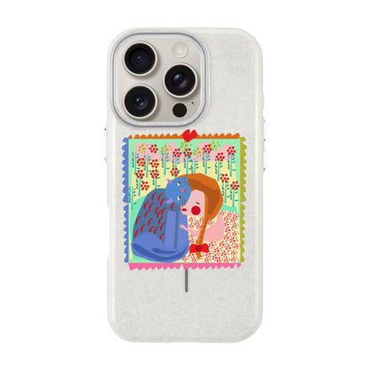 KEDİ POSTA PULU-iPhone 16 Pro Radiant Kılıf MagSafe Özellikli