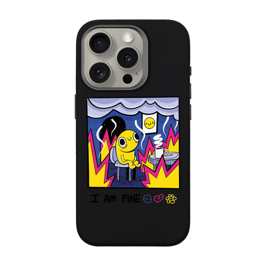 I AM FINE-iPhone 15 Pro Leather Premium Kılıf MagSafe Özellikli