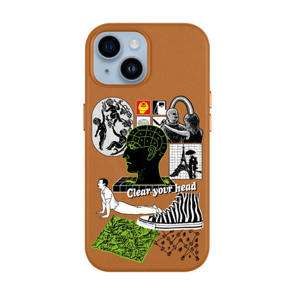 CLEAR YOUR HEAD-iPhone 14 Leather Kılıf MagSafe Özellikli