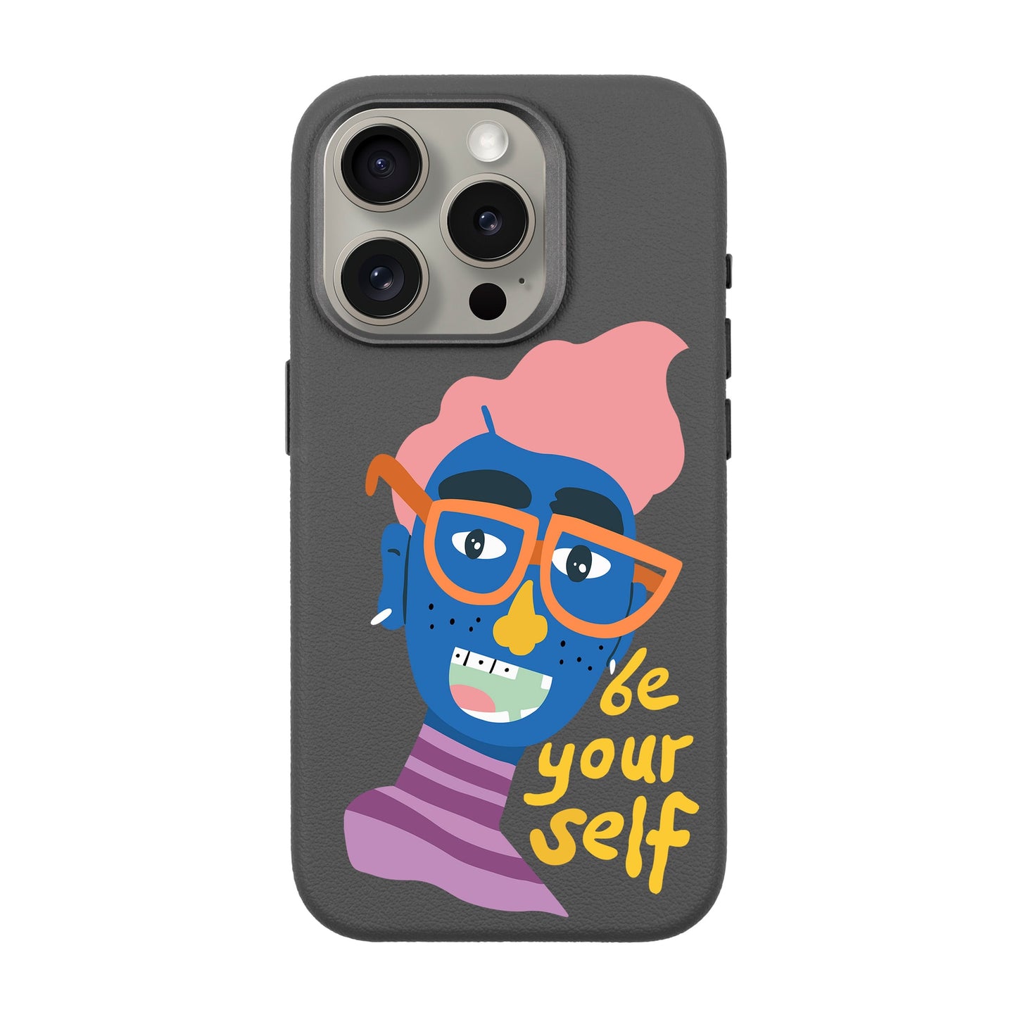 BE YOURSELF-iPhone 15 Pro Leather Premium Kılıf MagSafe Özellikli