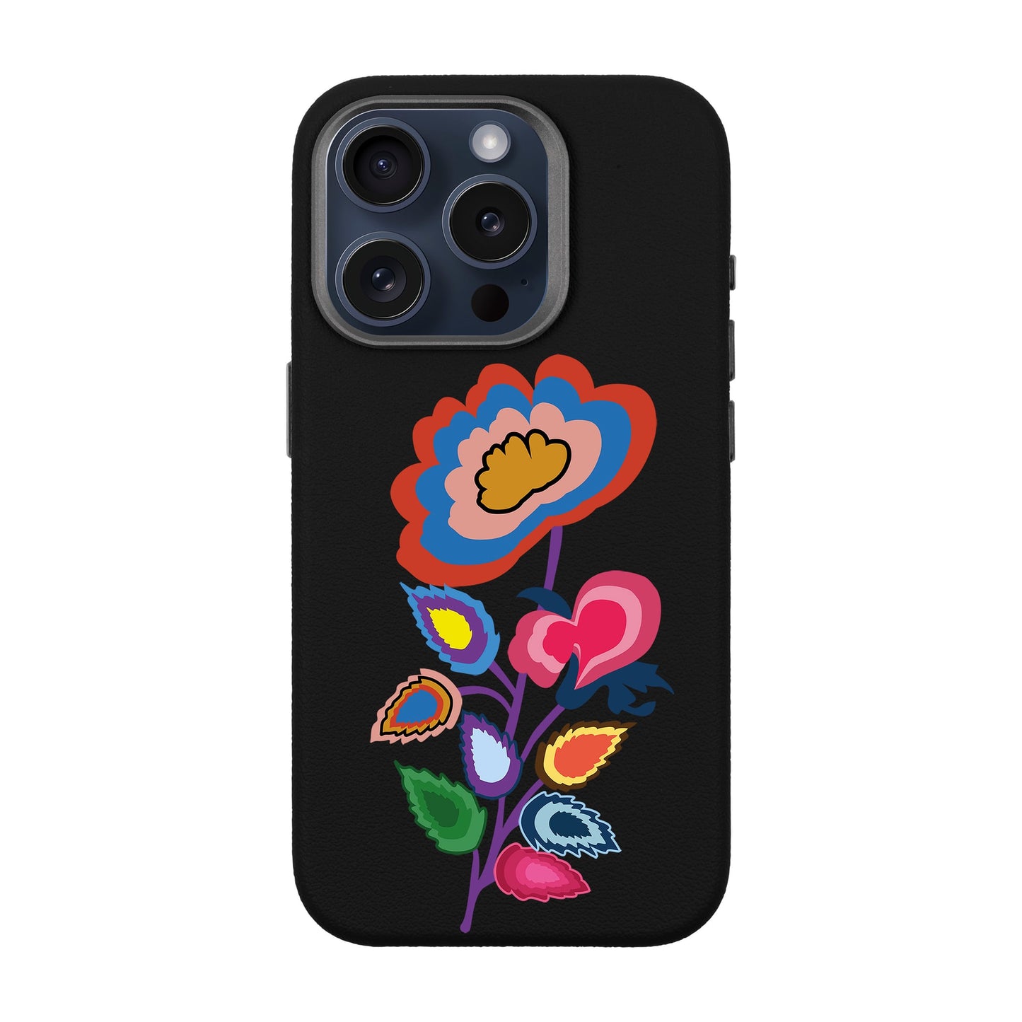 KNITTED FLOWER-iPhone 15 Pro Leather Premium Kılıf MagSafe Özellikli