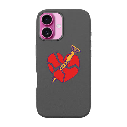 BROKEN HEART-iPhone 16 Plus Leather Premium Kılıf MagSafe Özellikli