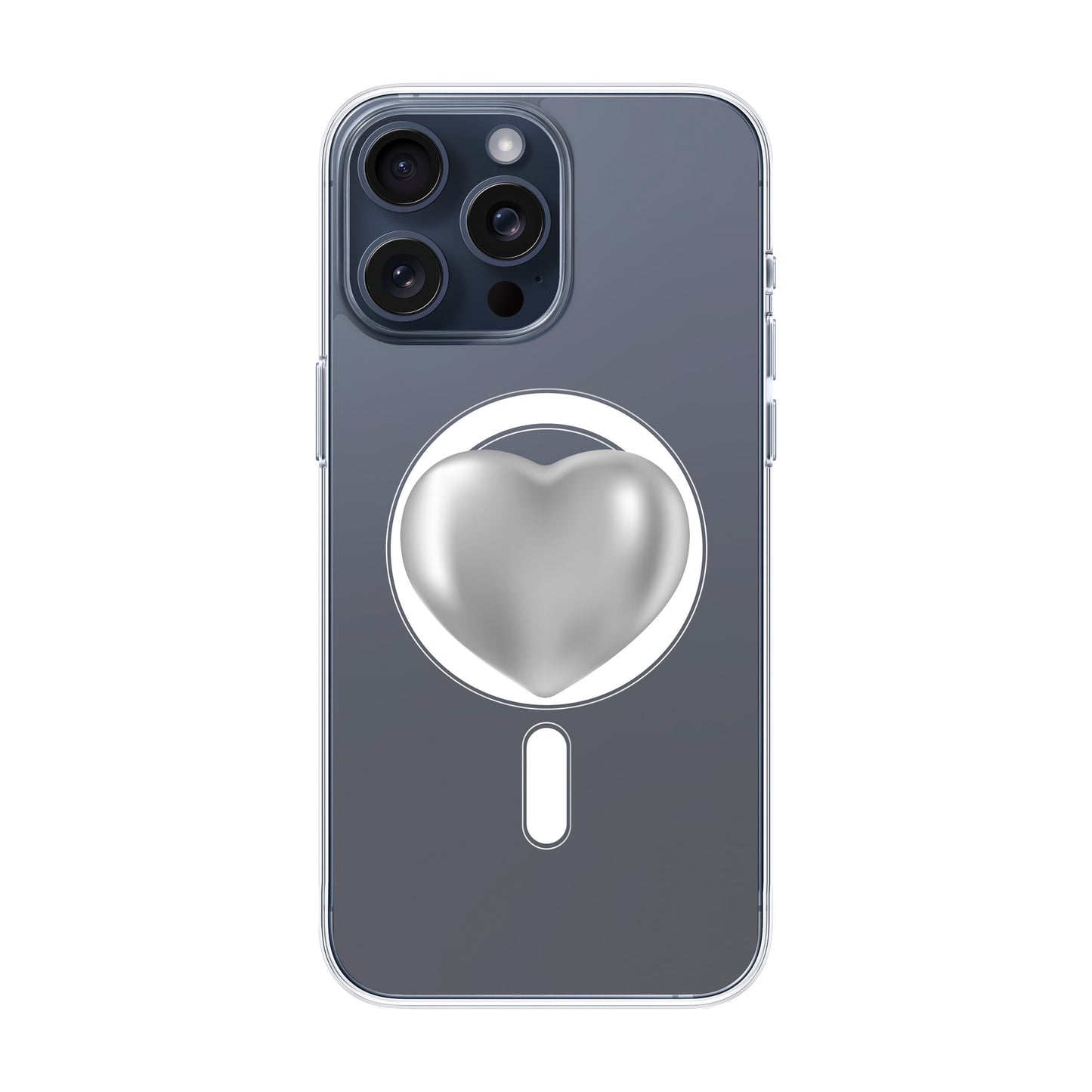 SILVER HEART-iPhone 15 Pro Max Solid Kılıf MagSafe Özellikli