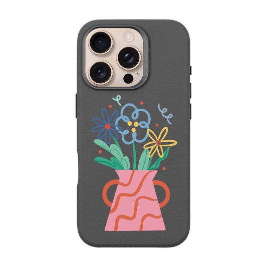 PINK VASE-iPhone 16 Pro Leather Premium Kılıf MagSafe Özellikli